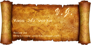 Vass Jávorka névjegykártya